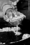 pouring dough deep fry