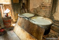 large pots of boiling milk